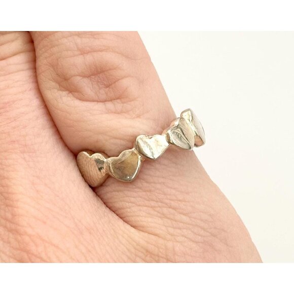 Heart Shaped Love Themed Minimalist 925 Sterling Silver Vintage Ring - sz 5.75 - Picture 1 of 8